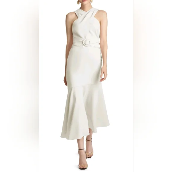 Sachin & Babi Naomi Halter Asymmetric Midi Ivory Dress 10 Wedding Party Formal - Picture 2 of 10